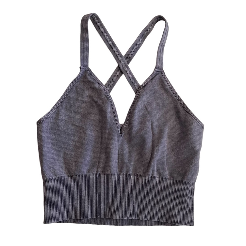 Free People Good Karma Crop Tank in Dark Grey Size M/L NEW
